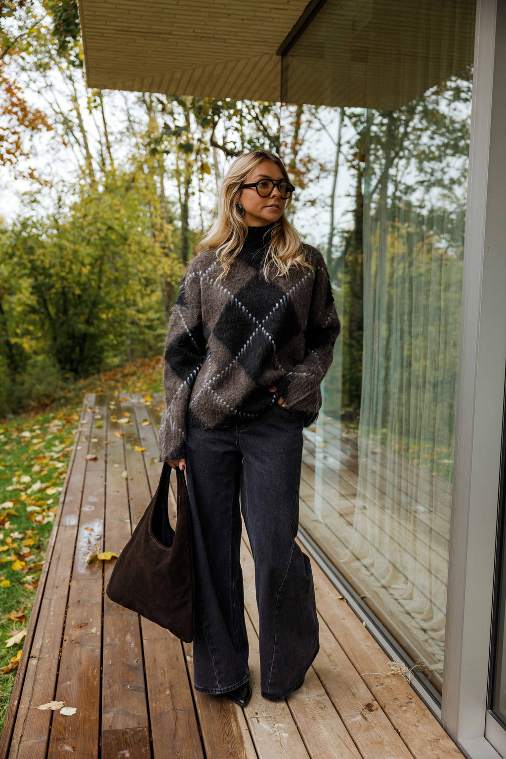 Molly | Rutig stickad tröja